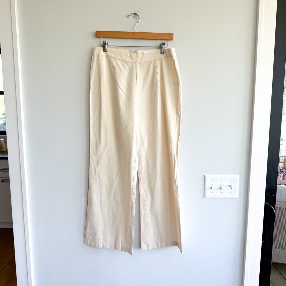 Solai The Label Linen Blend Pull-On High Rise Wide Leg Pants Cream L